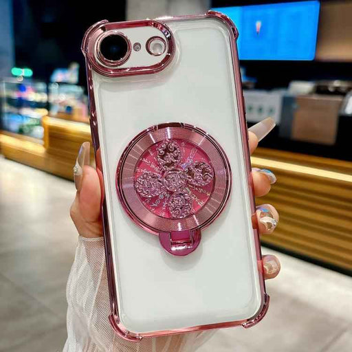 For iPhone 16e Spinning Top Holder Phone Case(Pink)