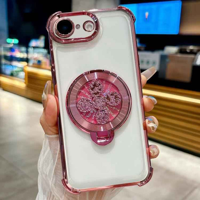For iPhone 16e Spinning Top Holder Phone Case(Pink)