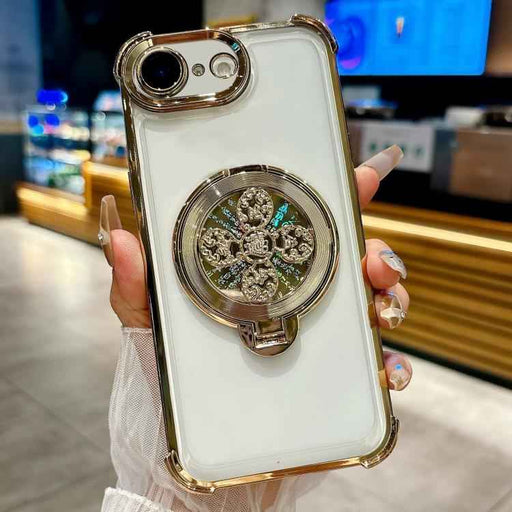For iPhone 16e Spinning Top Holder Phone Case(Gold)
