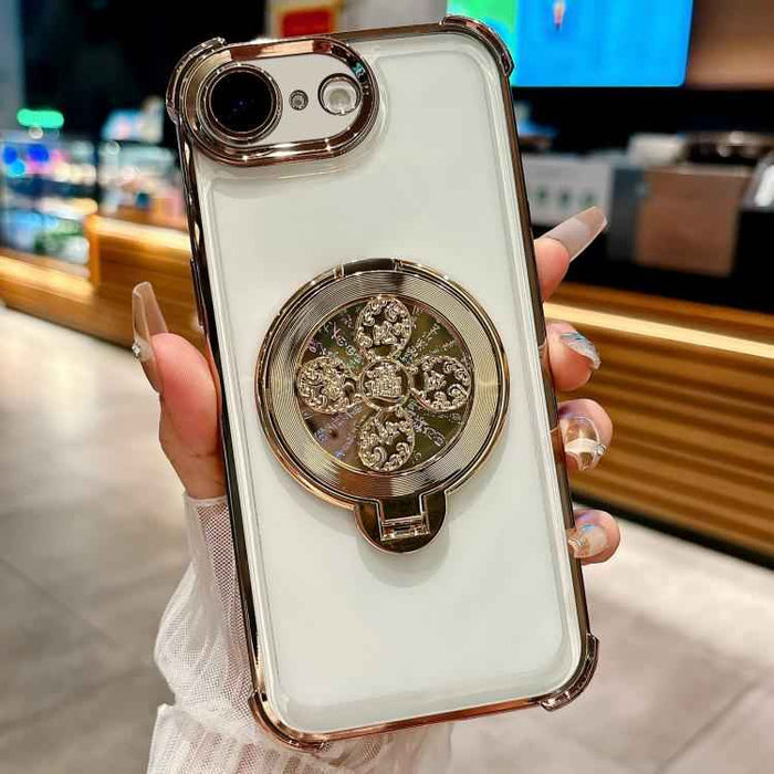For iPhone 16e Spinning Top Holder Phone Case(Desert Gold)