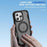 For iPhone 16 Pro Defend Rugged Gear Holder MagSafe Phone Case(Black + Transparent Grey)