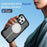 For iPhone 16 Pro Defend Rugged Gear Holder MagSafe Phone Case(Black + Transparent Grey)