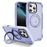 For iPhone 16 Pro Defend Rugged Gear Holder MagSafe Phone Case(Light Purple + Transparent Purple)