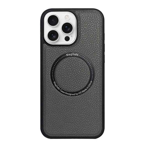 For iPhone 16 Pro Litchi Texture PU MagSafe Back Cover Phone Case(Grey)