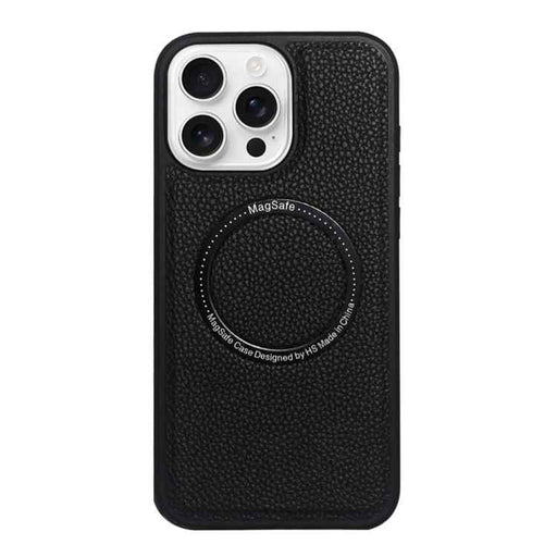 For iPhone 16 Pro Litchi Texture PU MagSafe Back Cover Phone Case(Black)