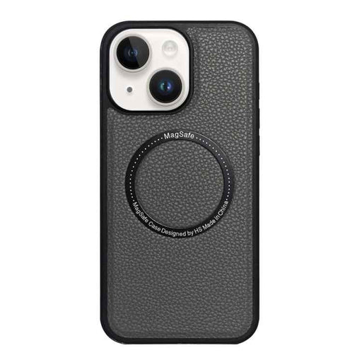 For iPhone 15 Litchi Texture PU MagSafe Back Cover Phone Case(Grey)