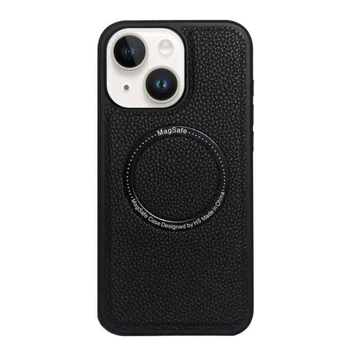 For iPhone 15 Litchi Texture PU MagSafe Back Cover Phone Case(Black)