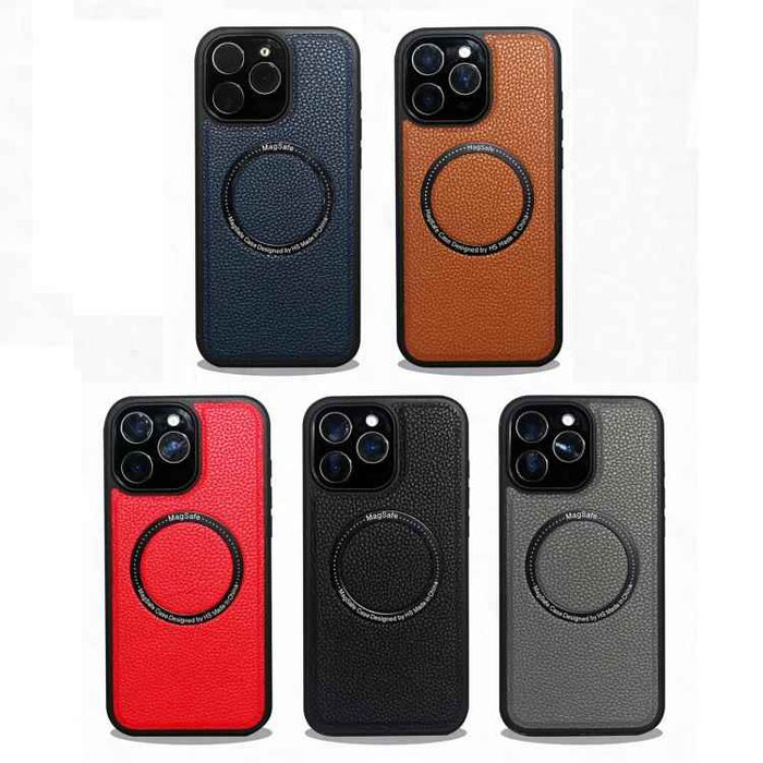 For iPhone 15 Litchi Texture PU MagSafe Back Cover Phone Case(Red)
