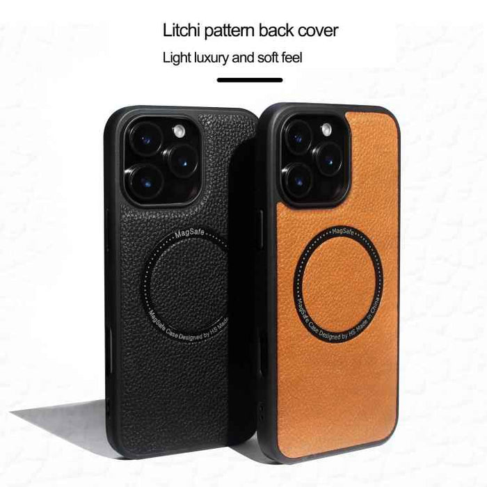 For iPhone 15 Litchi Texture PU MagSafe Back Cover Phone Case(Blue)