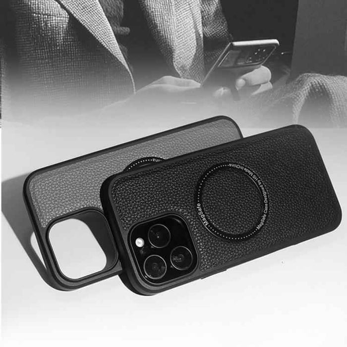 For iPhone 15 Litchi Texture PU MagSafe Back Cover Phone Case(Red)