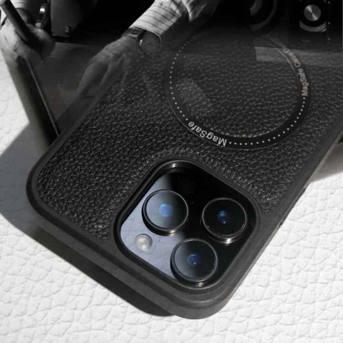 For iPhone 15 Litchi Texture PU MagSafe Back Cover Phone Case(Blue)