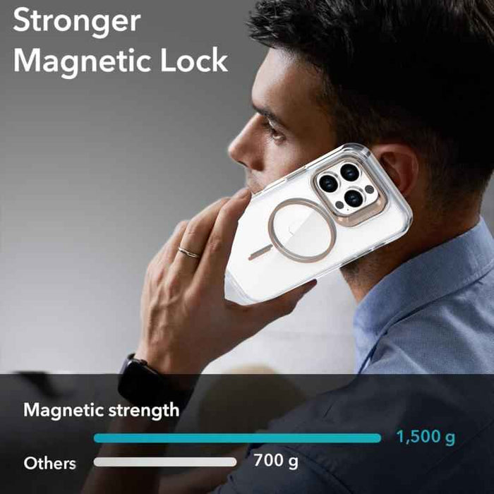 For iPhone 16 Pro Bright Color Clear MagSafe Lens Frame Holder Phone Case(Blue)