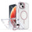 For iPhone 15 Bright Color Clear MagSafe Lens Frame Holder Phone Case(Pink)