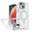 For iPhone 15 Bright Color Clear MagSafe Lens Frame Holder Phone Case(Blue)