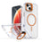 For iPhone 15 Bright Color Clear MagSafe Lens Frame Holder Phone Case(Orange)