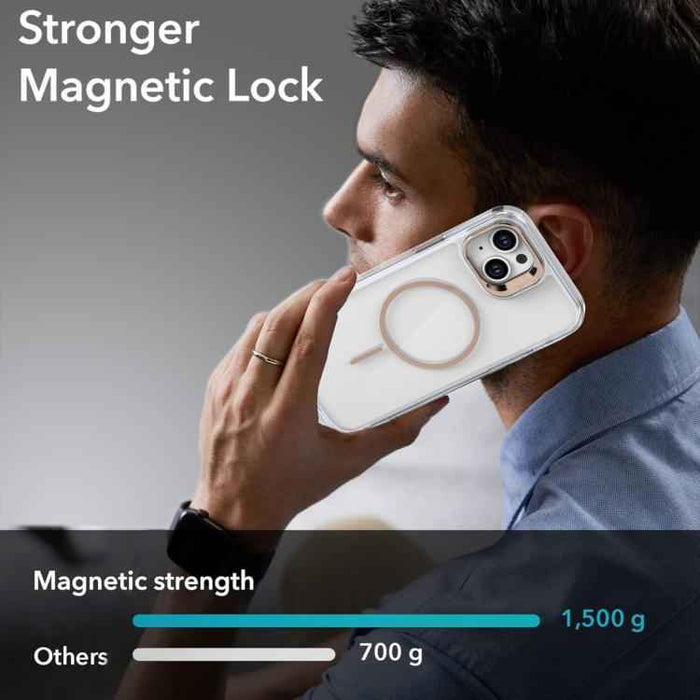 For iPhone 15 Bright Color Clear MagSafe Lens Frame Holder Phone Case(White)