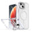 For iPhone 15 Bright Color Clear MagSafe Lens Frame Holder Phone Case(White)