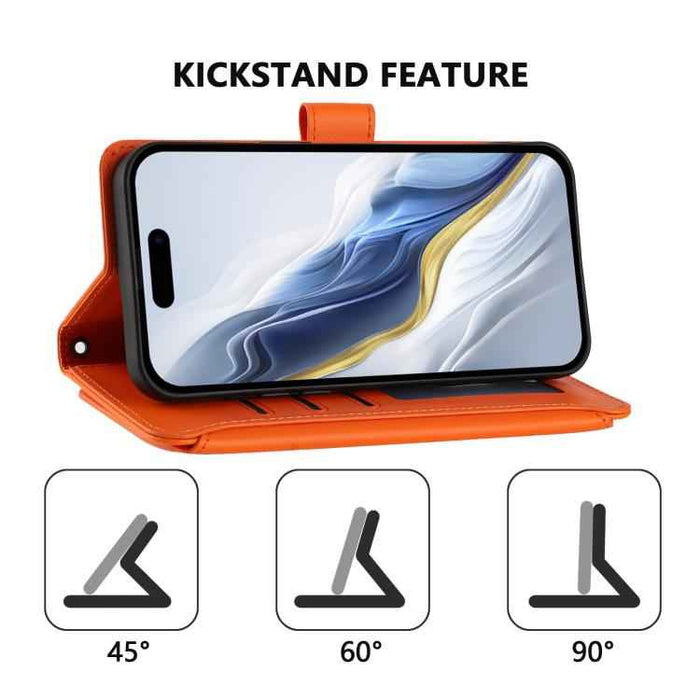For iPhone 17 Pro Max Butterfly Love Flower Multi-card Zipper Wallet Leather Phone Case(Orange)