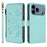 For iPhone 17 Pro Max Butterfly Love Flower Multi-card Zipper Wallet Leather Phone Case(Mint Green)