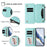 For iPhone 17 Pro Max Butterfly Love Flower Multi-card Zipper Wallet Leather Phone Case(Mint Green)