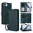 For iPhone 16e Butterfly Love Flower Multi-card Zipper Wallet Leather Phone Case(Dark Green)