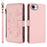 For iPhone 16e Butterfly Love Flower Multi-card Zipper Wallet Leather Phone Case(Pink)