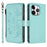 For iPhone 16 Pro Butterfly Love Flower Multi-card Zipper Wallet Leather Phone Case(Mint Green)