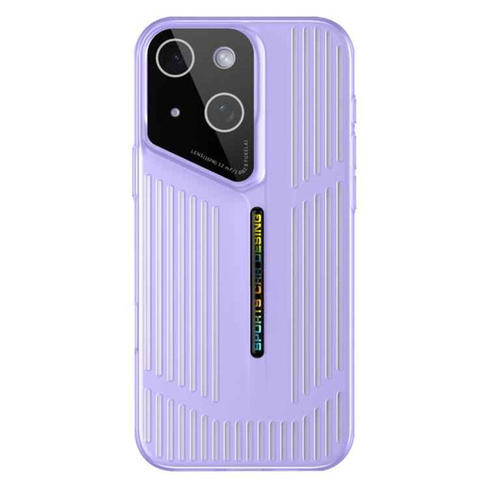 For iPhone 15 Cooling Frosted Translucent Hollow Heat Dissipation Phone Case(Purple)