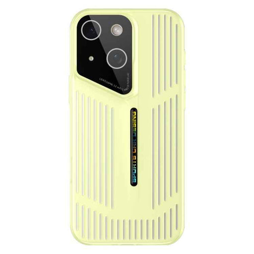 For iPhone 15 Cooling Frosted Translucent Hollow Heat Dissipation Phone Case(Yellow)