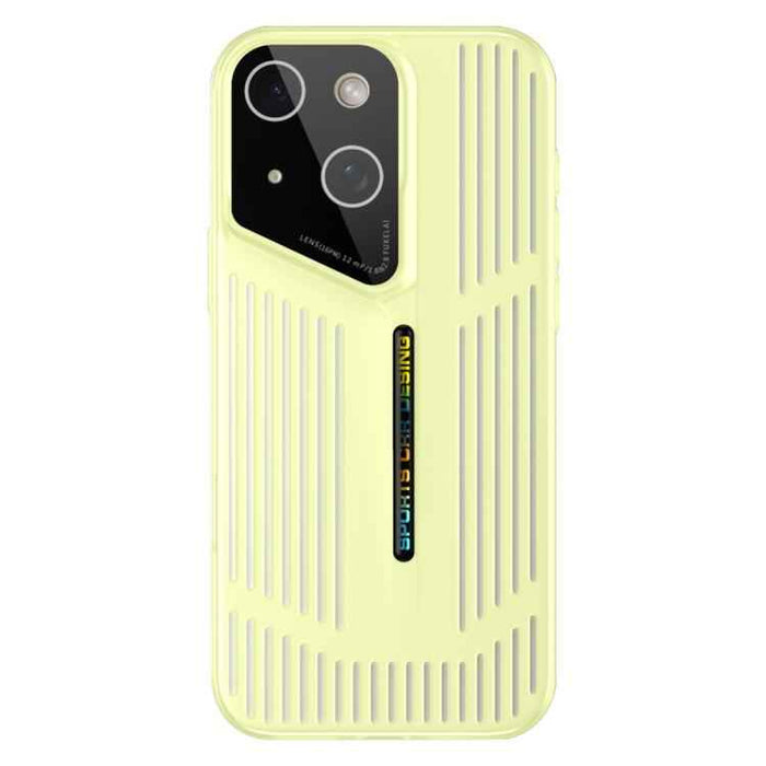 For iPhone 15 Cooling Frosted Translucent Hollow Heat Dissipation Phone Case(Yellow)