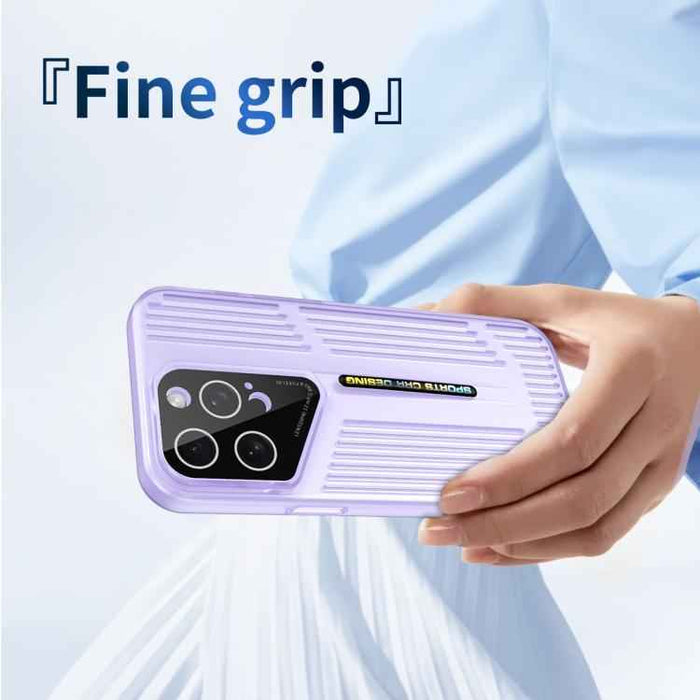 For iPhone 16 Pro Cooling Frosted Translucent Hollow Heat Dissipation Phone Case(Light Purple)