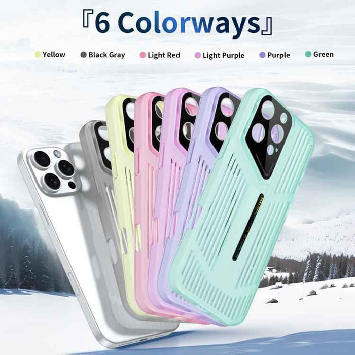 For iPhone 15 Cooling Frosted Translucent Hollow Heat Dissipation Phone Case(Black Grey)
