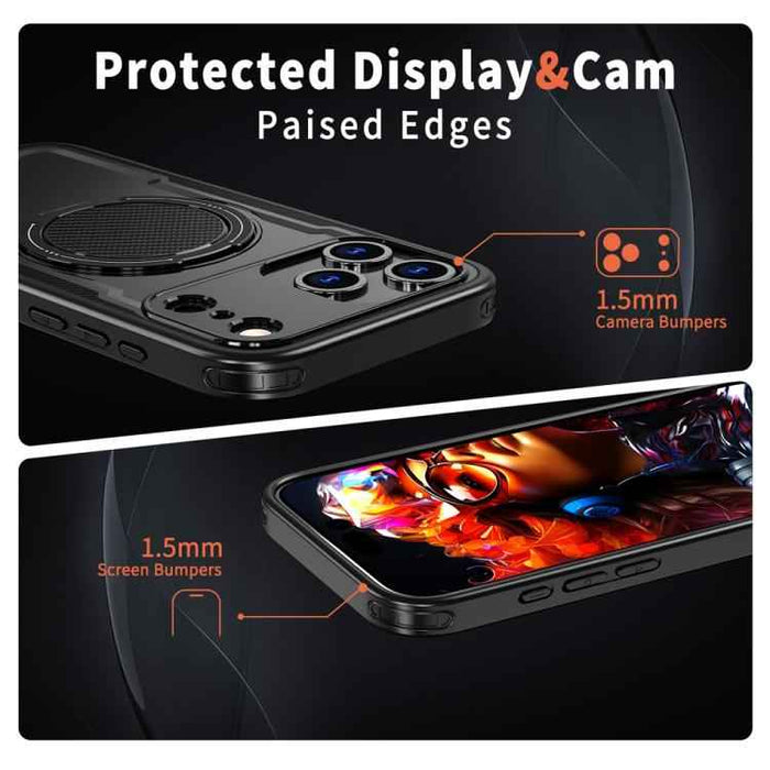 For iPhone 17 Pro Max Metal 360 Degree Rotation Holder MagSafe Phone Case(Black)