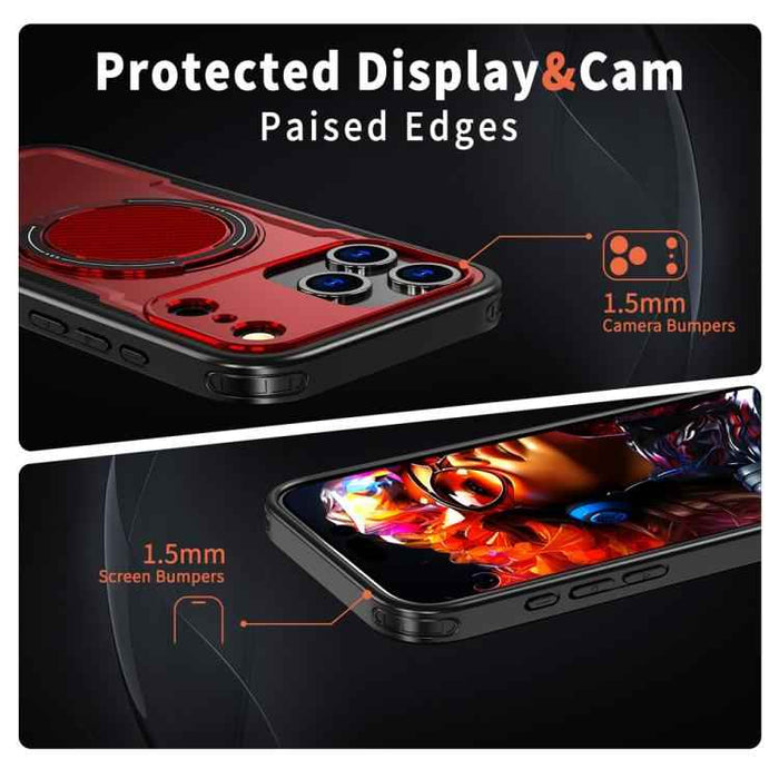 For iPhone 17 Pro Max Metal 360 Degree Rotation Holder MagSafe Phone Case(Red)