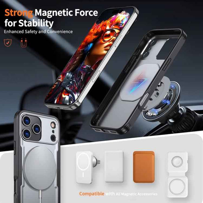 For iPhone 17 Pro Max Metal 360 Degree Rotation Holder MagSafe Phone Case(Grey)