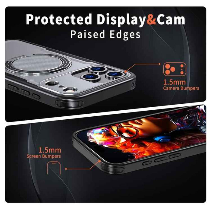 For iPhone 17 Pro Max Metal 360 Degree Rotation Holder MagSafe Phone Case(Grey)