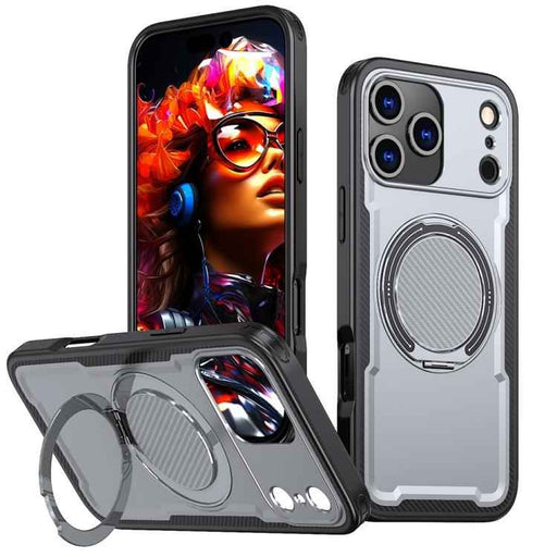 For iPhone 17 Pro Max Metal 360 Degree Rotation Holder MagSafe Phone Case(Grey)