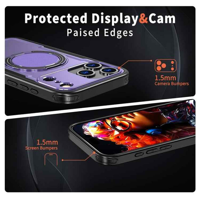 For iPhone 17 Pro Max Metal 360 Degree Rotation Holder MagSafe Phone Case(Purple)