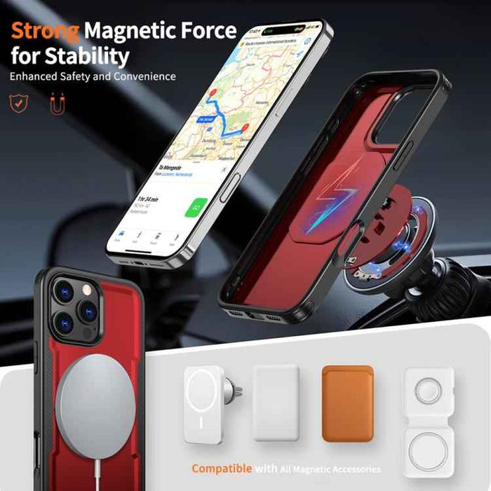 For iPhone 16 Pro Metal 360 Degree Rotation Holder MagSafe Phone Case(Red)