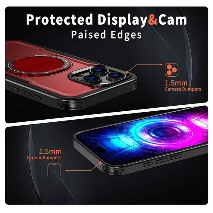 For iPhone 16 Pro Metal 360 Degree Rotation Holder MagSafe Phone Case(Red)