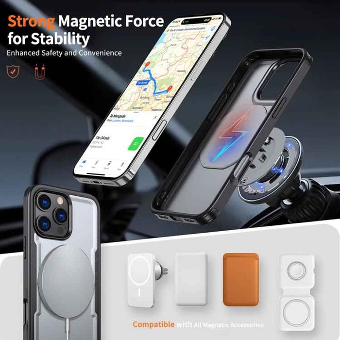 For iPhone 16 Pro Metal 360 Degree Rotation Holder MagSafe Phone Case(Grey)