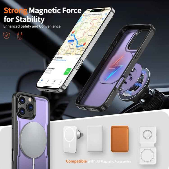 For iPhone 16 Pro Metal 360 Degree Rotation Holder MagSafe Phone Case(Purple)
