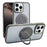 For iPhone 16 Pro Semi-Transparent 360 Rotation Holder MagSafe Phone Case(Grey)