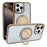 For iPhone 16 Pro Semi-Transparent 360 Rotation Holder MagSafe Phone Case(Desert Gold)