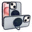 For iPhone 15 Semi-Transparent 360 Rotation Holder MagSafe Phone Case(Black)