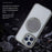 For iPhone 15 Semi-Transparent 360 Rotation Holder MagSafe Phone Case(Grey)