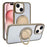 For iPhone 15 Semi-Transparent 360 Rotation Holder MagSafe Phone Case(Desert Gold)