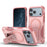 For iPhone 17 Pro Max Armor Magsafe Holder PC Hybrid TPU Phone Case(Pink)