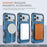 For iPhone 17 Pro Max Armor Magsafe Holder PC Hybrid TPU Phone Case(Dark Blue)