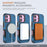 For iPhone 17 Armor Magsafe Holder PC Hybrid TPU Phone Case(Dark Blue)